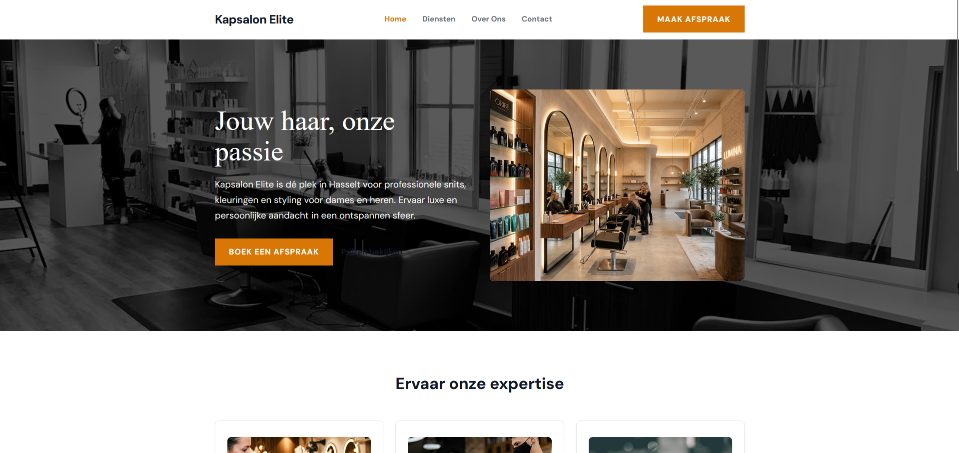 Professionele website kapsalon elite